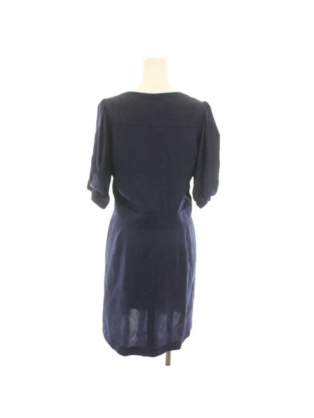 Balenciaga Silk Dress Knee Length Neck Half Sleeves Ribbon All Over Pattern 38
